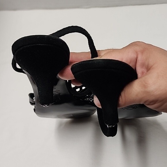 Christian Lacroix polka dot cut out sling back heels - Picture 10 of 12